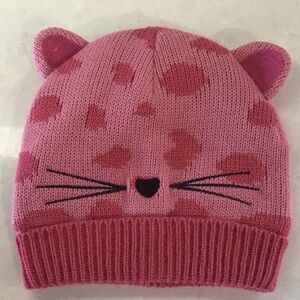 Charming Pink Knit Hat with Cat Ears for Kids